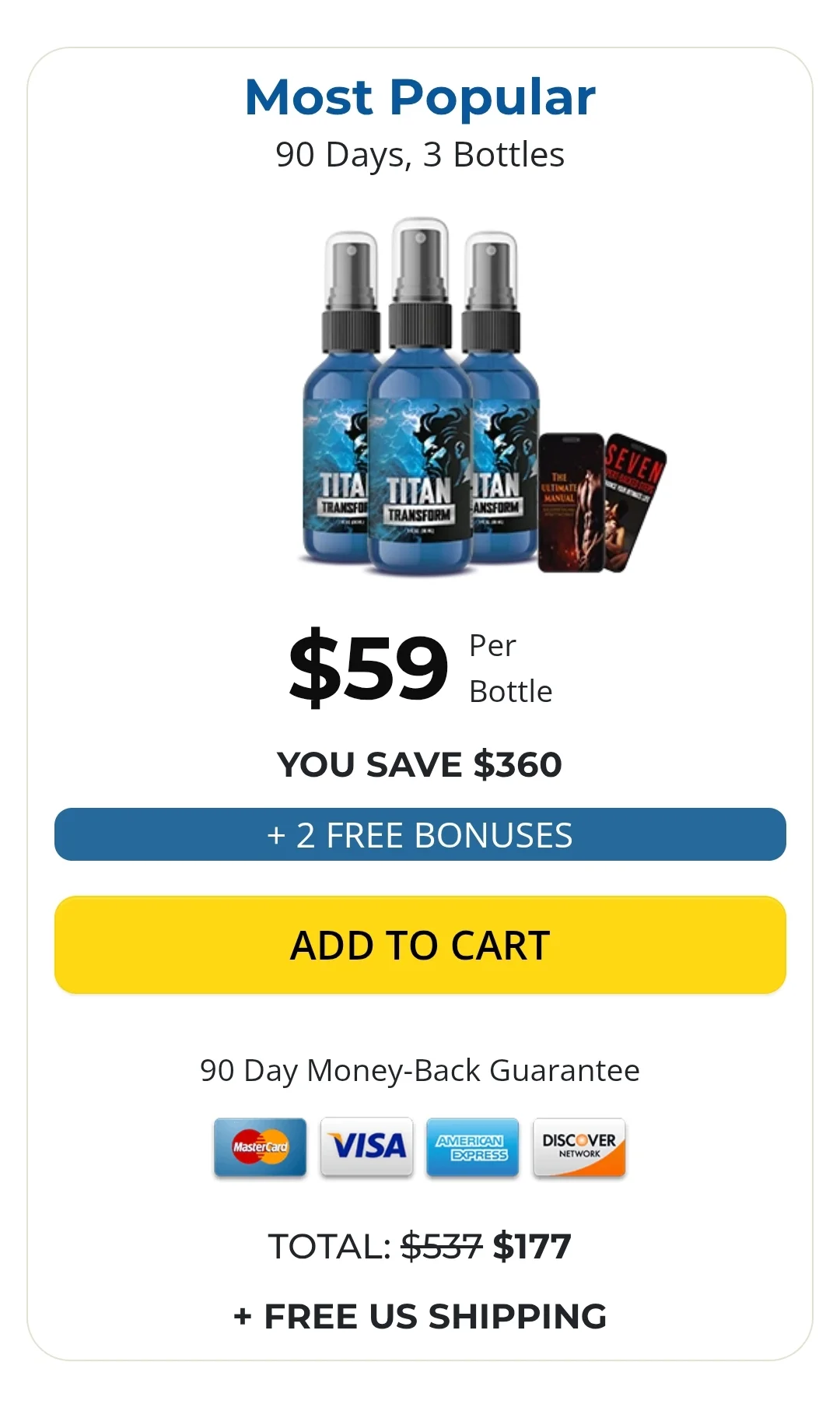 Titan Transform™ 3 bottles pricing